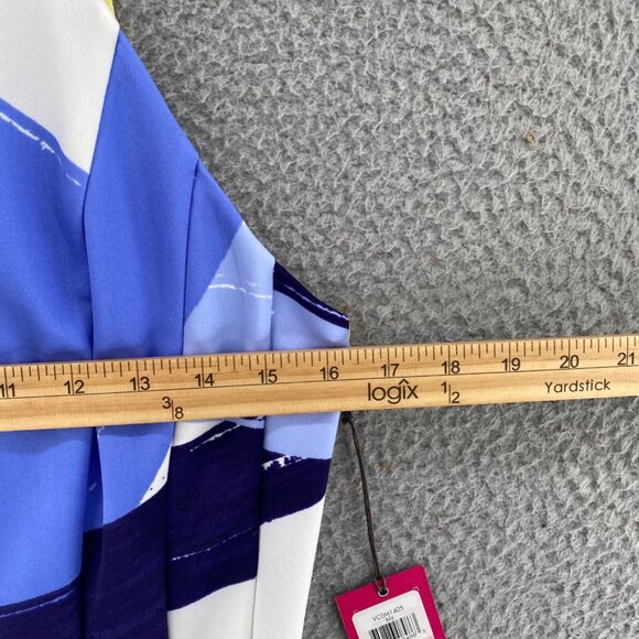 Vince Camuto Dress Womens 10 Blue Multi Abstract Panel Fit & Flare Halter Scuba - Picture 11 of 15